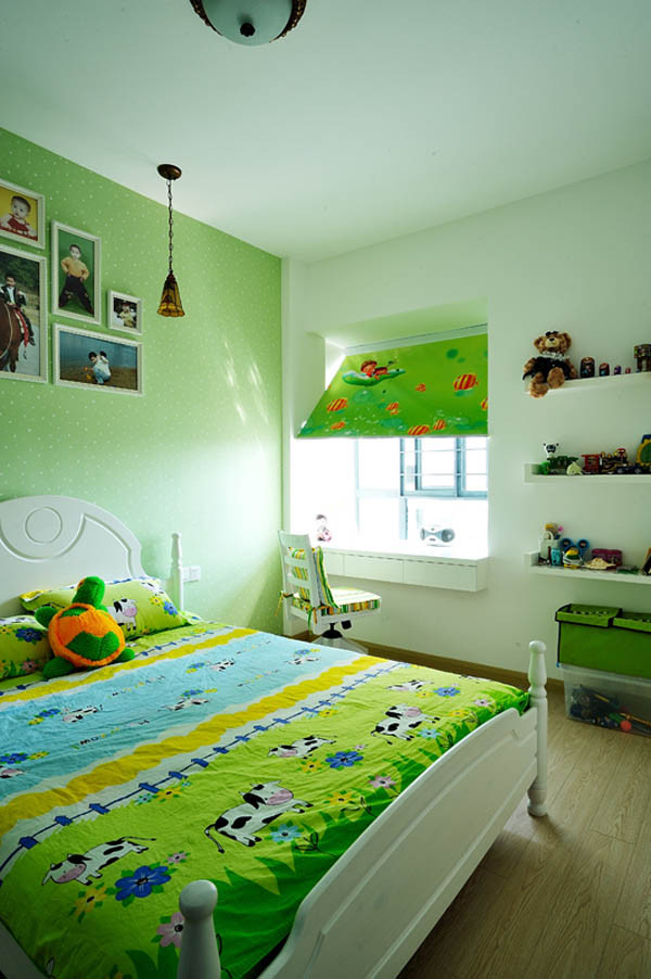 以绿色为主调的儿童房-新浪装修抢工长效果图