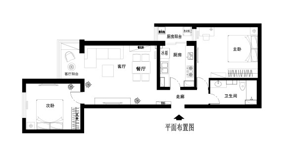 实创装饰 简约风格 2居室装修 老房子装修 户型图图片来自北京实创
