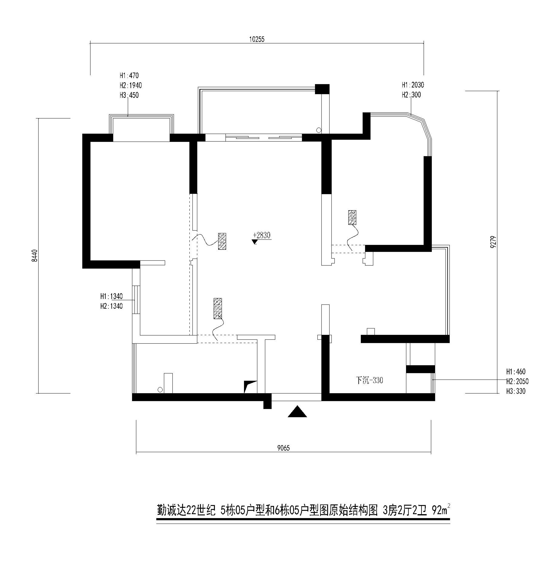 勤诚达22世 好易家 装饰 装修 设计 详细尺寸 户型图 原始结构图 简约