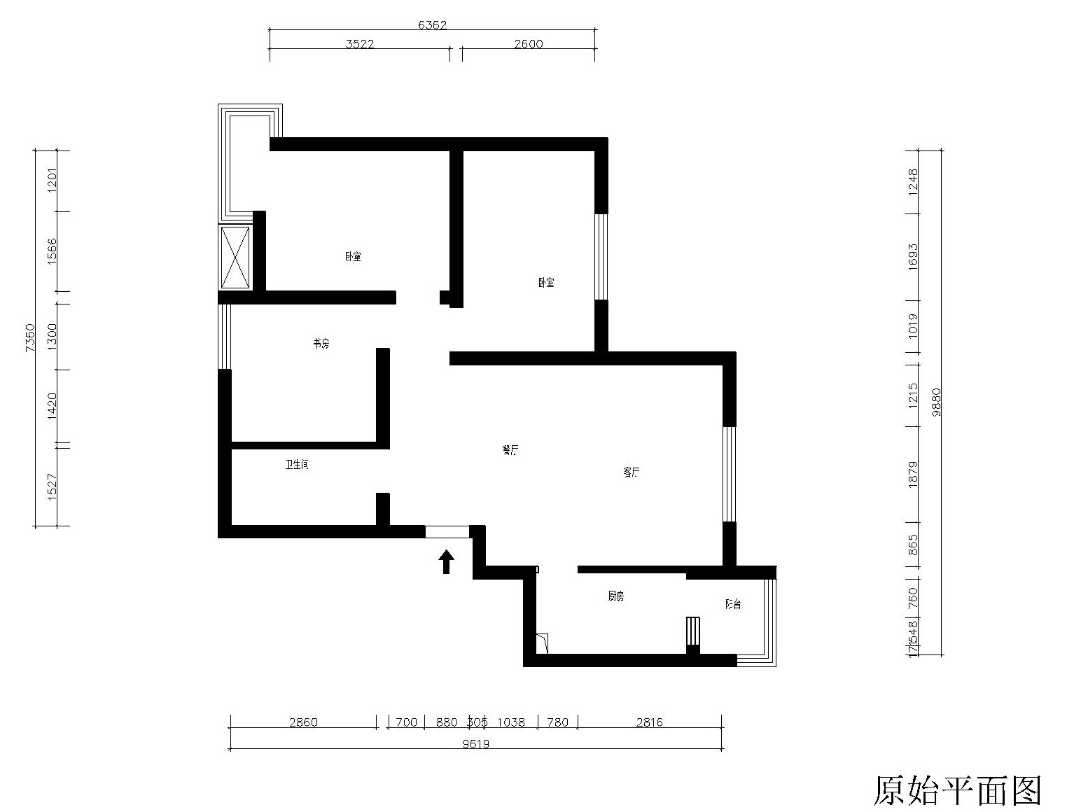 设计-原始户型图 标签:                旧房改造           老房翻新