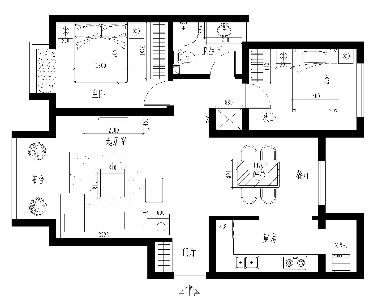 简约二居白领80后小资户型图