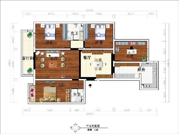 玉泉新城新中式平层装修设计户型图