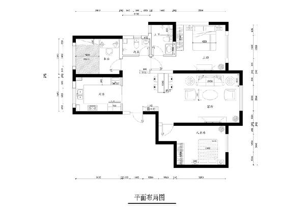 龙发装饰格调林泉简约现代三居户型图