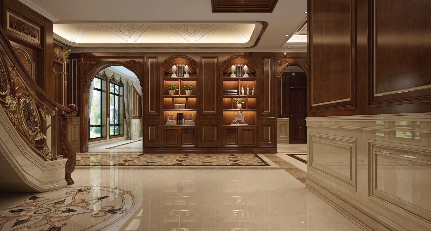 嘉定宝华栎庭330平独栋别墅项目装修美式古典风格设计方案展示,上海