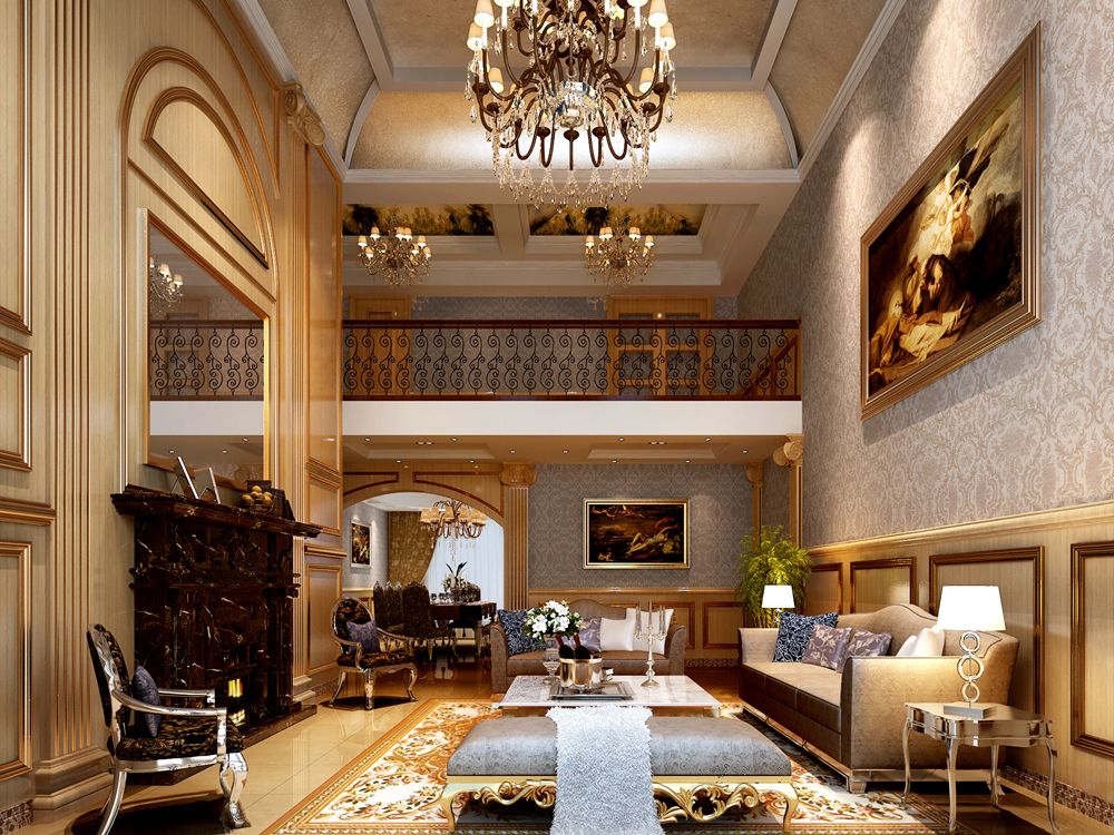 保利叶上海400平别墅项目装修欧式古典风格设计,上海腾龙别墅设计作品