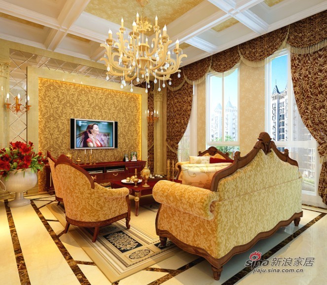 欧式 别墅 客厅图片来自用户2557013183在大运河孔雀城效果图40的分享