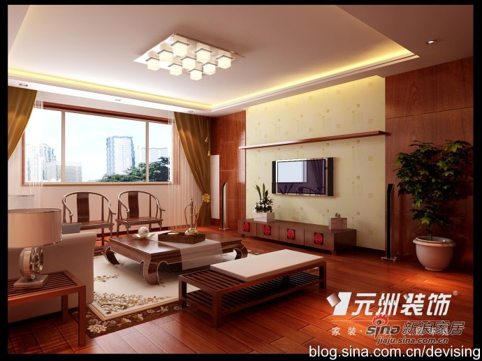 中式 四居 客厅图片来自用户1907696363在200平米清丽雅致中式【元洲装饰】婚房设计10的分享
