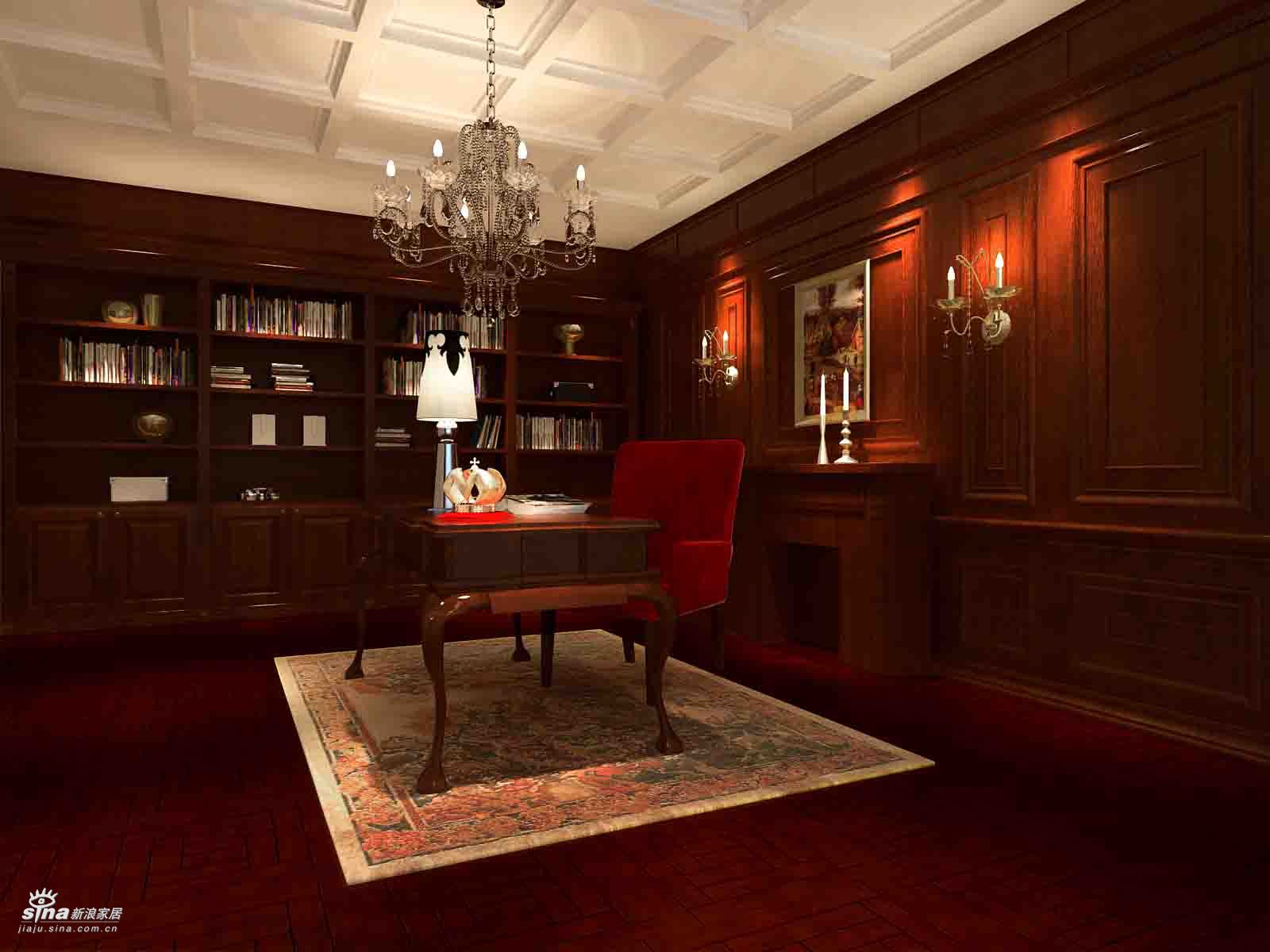 欧式 别墅 书房图片来自用户2746869241在保利垄上新古典风格别墅42的分享