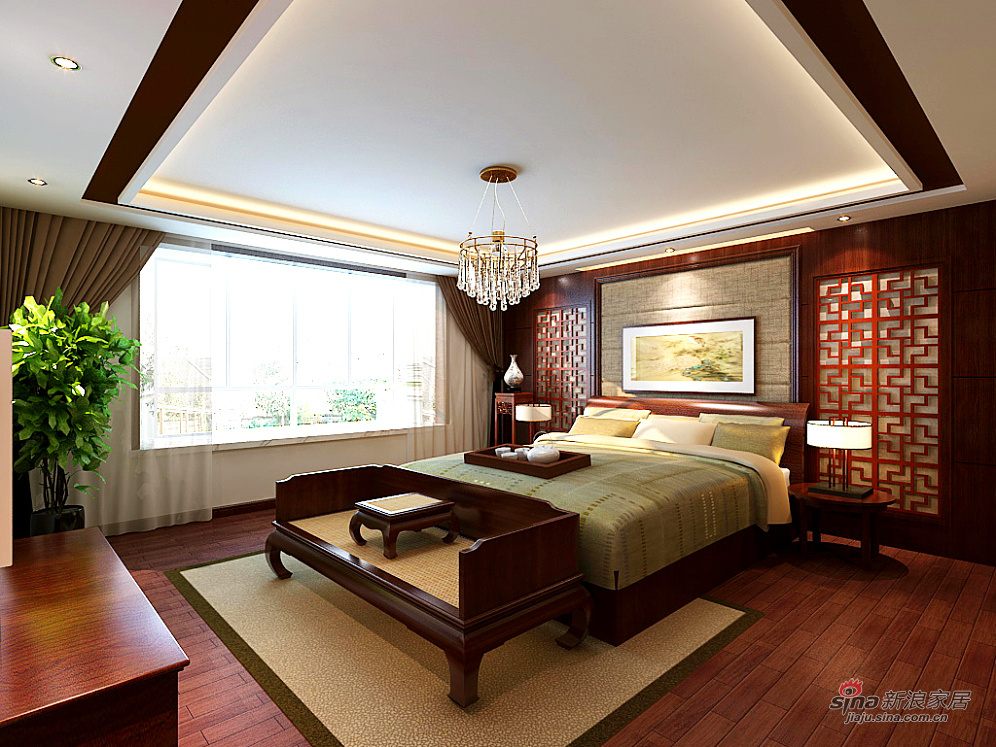 中式 四居 卧室图片来自用户1907661335在中式古典大气四居室14的分享