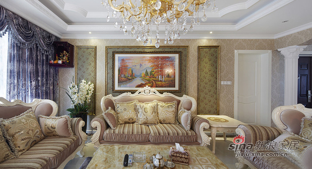 欧式 四居 客厅图片来自佰辰生活装饰在180平奢华气派欧式风格4居室69的分享
