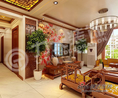 中式 三居 客厅图片来自阳光力天装饰在135平米中式古典三居22的分享
