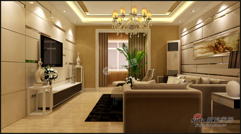 简约 三居 客厅图片来自用户2737786973在众泰公寓124平米-三室一厅-现代简约风格74的分享