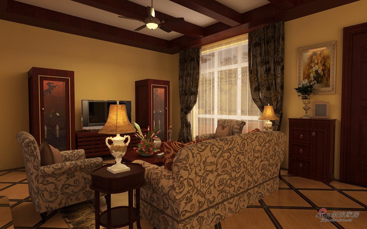 美式 四居 客厅图片来自用户1907686233在四室别墅的装修造价效果图43的分享