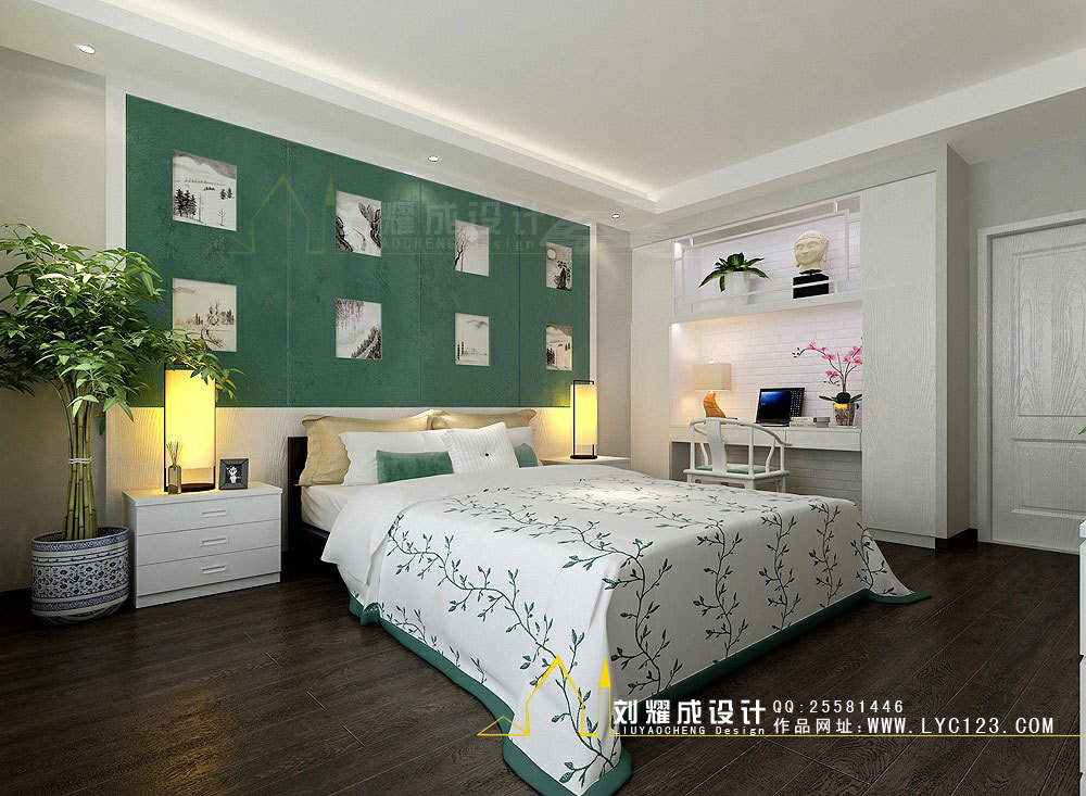 中式 四居 卧室图片来自用户1907658205在26万打造200平新中式风格71的分享