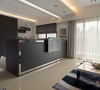 L形木作矮墙开放分野空间也作为电视墙面