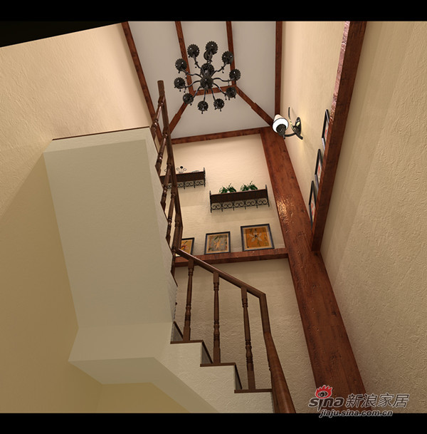 混搭 别墅 楼梯图片来自用户1907689327在“皇帝换新装”别墅凸显主人品位·混搭风格62的分享