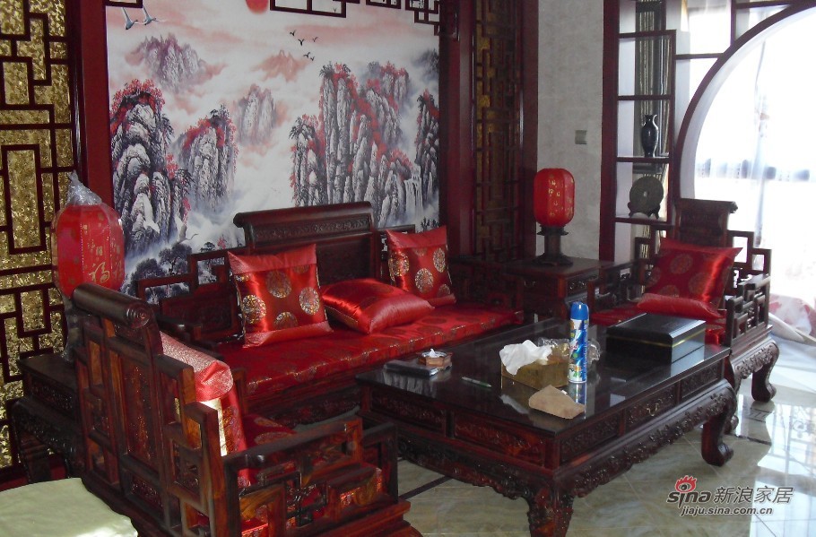 中式 三居 客厅图片来自用户1907696363在新古典中式大三居98的分享