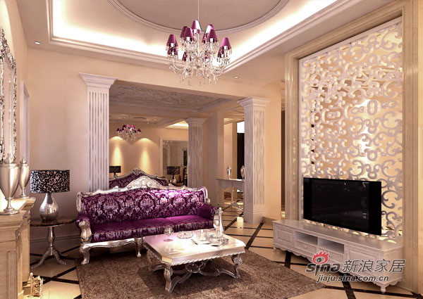 欧式 二居 客厅图片来自用户2746889121在120平紫色为主 低调的奢华感20的分享