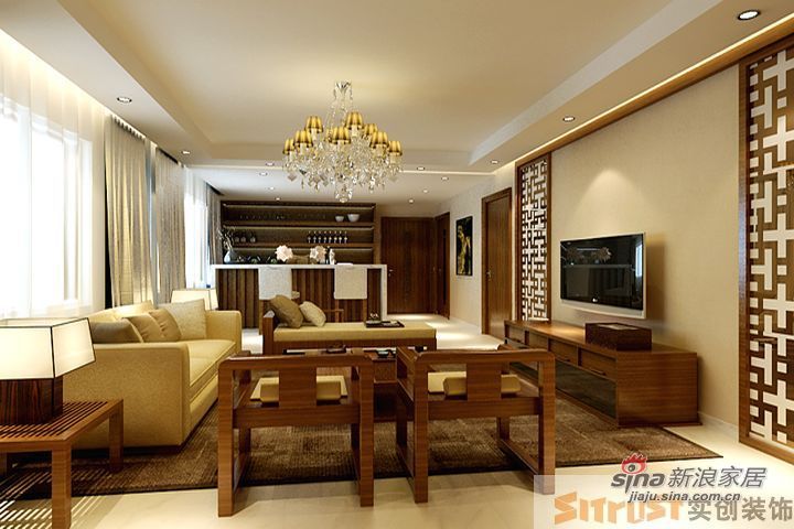 中式 三居 客厅图片来自用户1907696363在鑫水园150平新中式设计案例30的分享