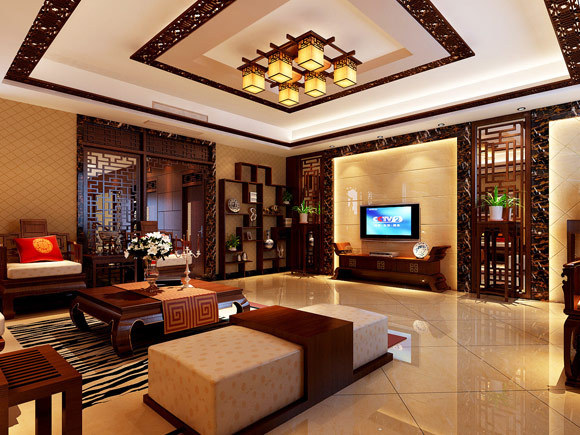 中式 别墅 客厅图片来自用户1907659705在260平米中式风格感受庄重与优雅16的分享