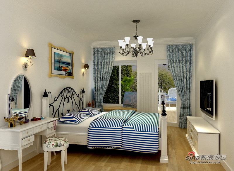 地中海 二居 卧室图片来自用户2757320995在地中海格调 80平清爽迷人“蓝色童话”47的分享