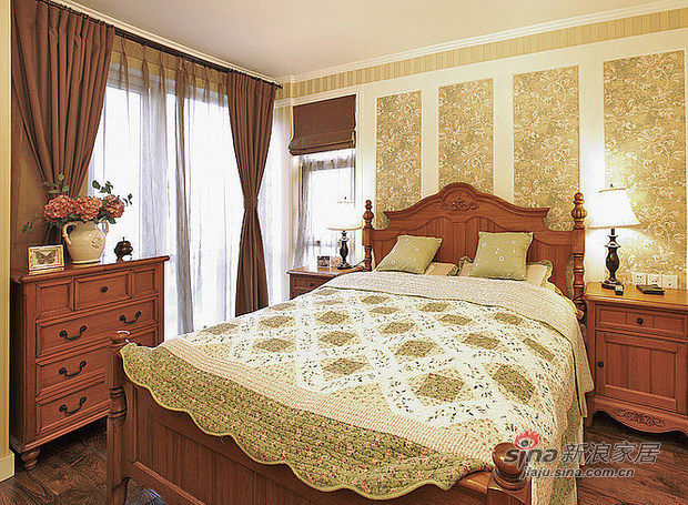 美式 二居 卧室图片来自佰辰生活装饰在12万打造95平美式乡村婚房32的分享