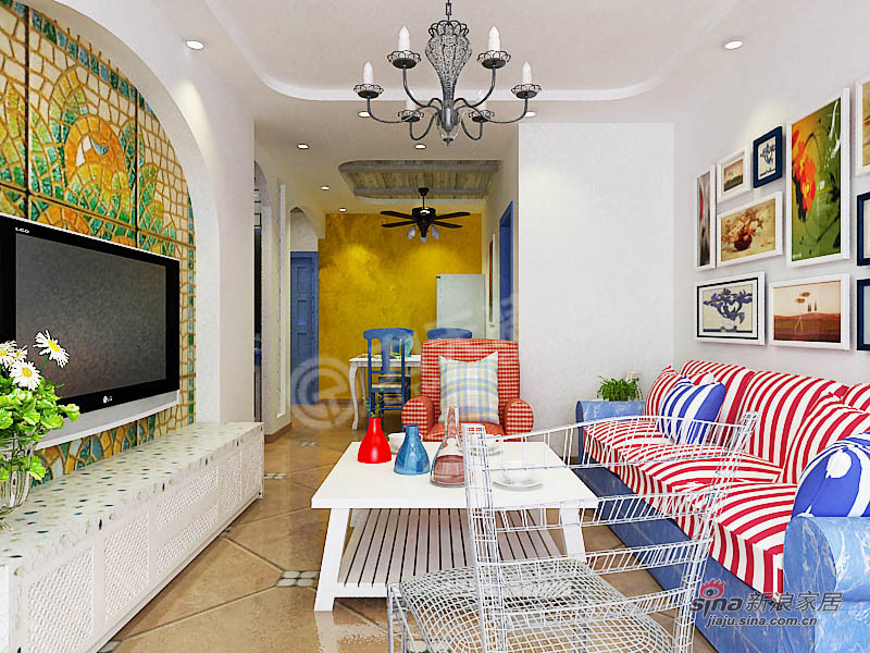 地中海 二居 客厅图片来自阳光力天装饰在两室两厅地中海风格家装设计78的分享