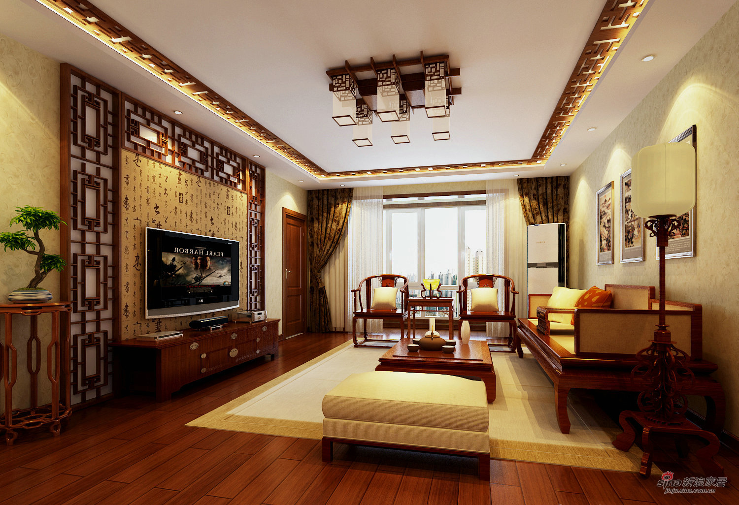 中式 三居 客厅图片来自用户1907658205在【简约】12.6万元打造北京华侨城179平三居室41的分享