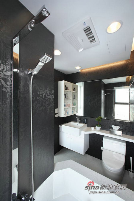 现代 loft 卫生间图片来自佰辰生活装饰在14万装76平黑白时尚复式居44的分享