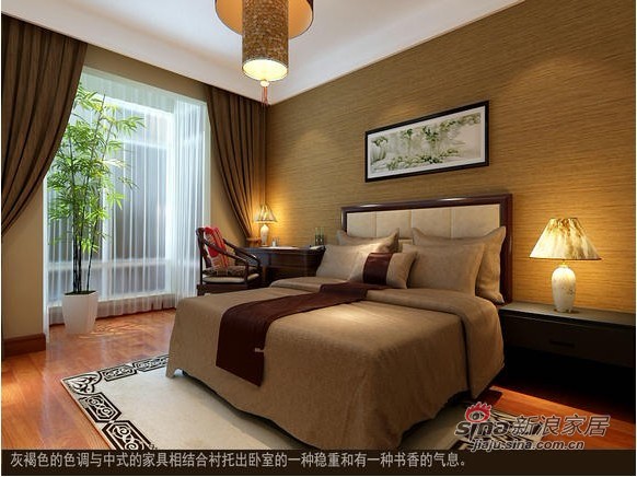 中式 三居 卧室图片来自用户1907659705在新中式诠释127平米典雅舒适生活34的分享