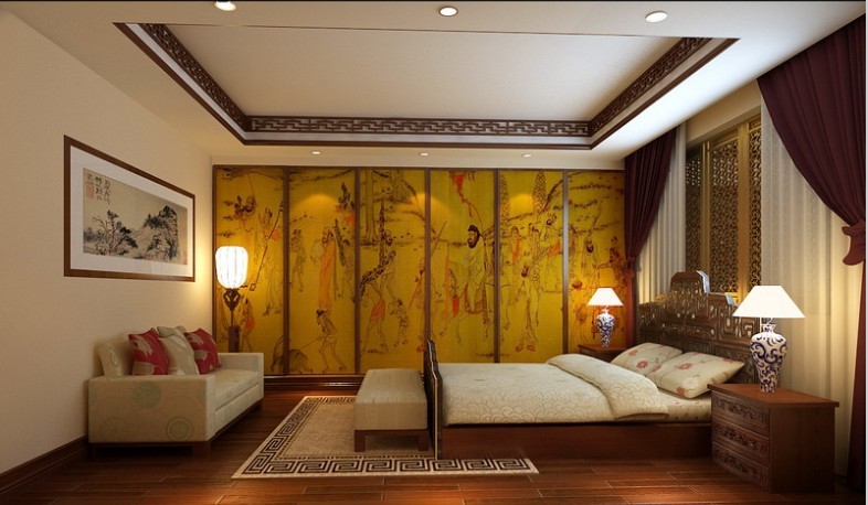 中式 别墅 卧室图片来自用户1907661335在新中式风格讲究空间的层次感、层次美87的分享