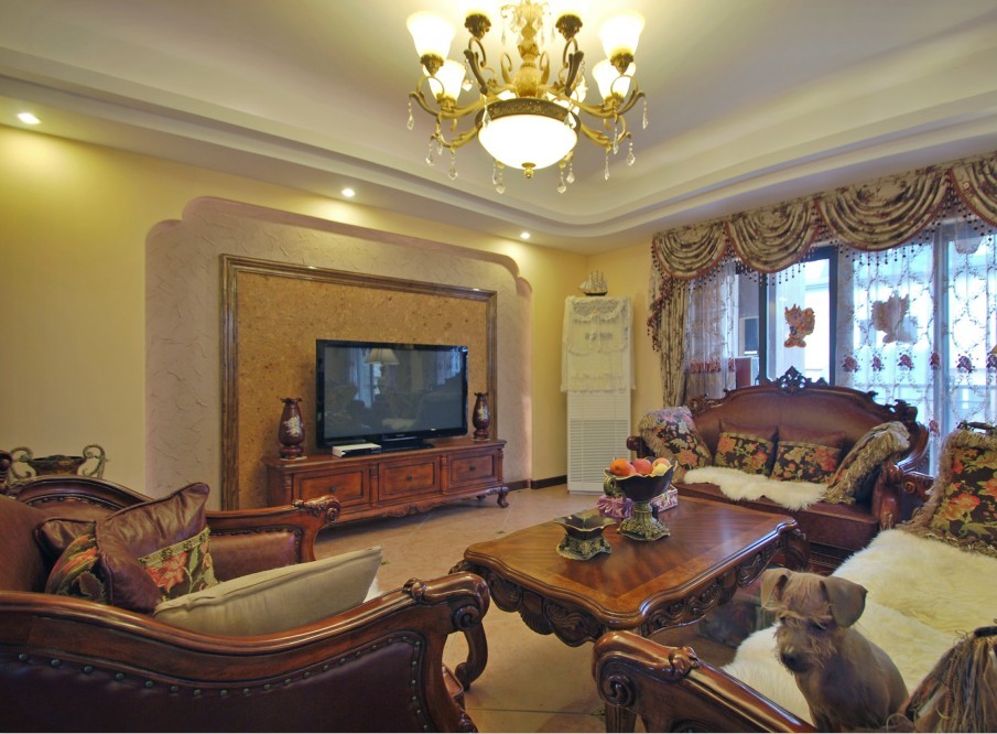 美式 三居 客厅图片来自用户1907685403在【高清】沉稳大气美式壹江城美式风格13的分享