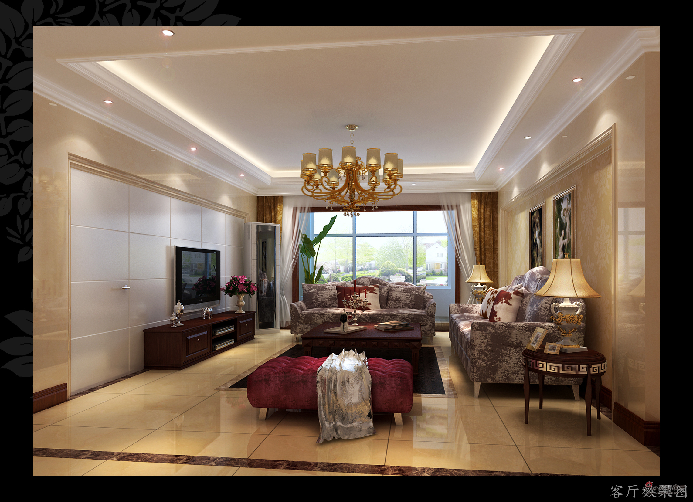 欧式 四居 客厅图片来自用户2746869241在17万打造悦城欧式四居室77的分享