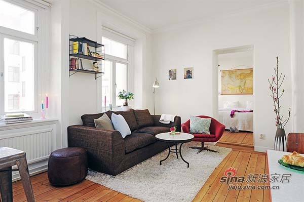 欧式 一居 客厅图片来自用户2757317061在斯德哥尔摩47平米一居室开放式空间设计62的分享