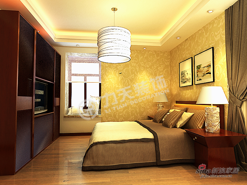 中式 二居 卧室图片来自阳光力天装饰在金融街中心-两室一厅一厨一卫-新中式风格56的分享