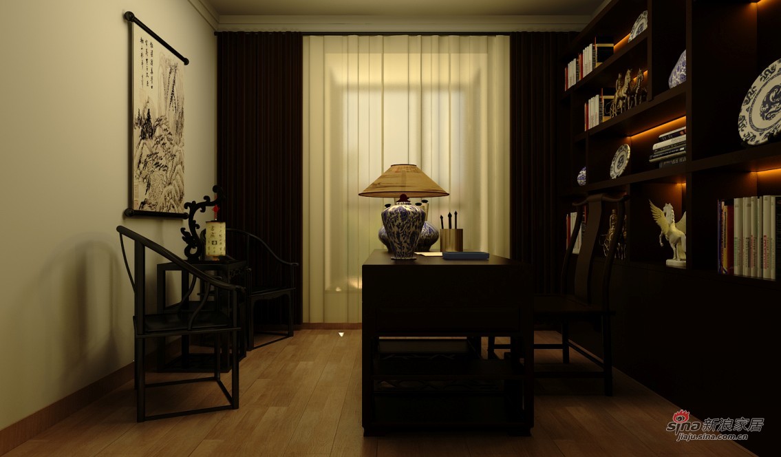 中式 三居 书房图片来自用户1907696363在银基王朝170平三室两厅新古典风格40的分享