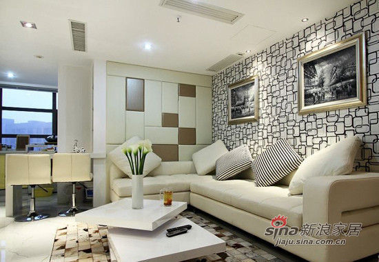 现代 公寓 客厅图片来自佰辰生活装饰在实景74平现代简约2居婚房39的分享