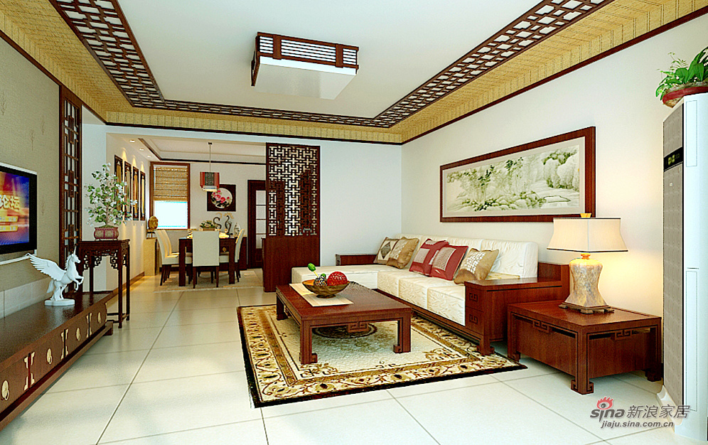 中式 三居 客厅图片来自用户1907696363在5万打造140㎡中式风格之家50的分享