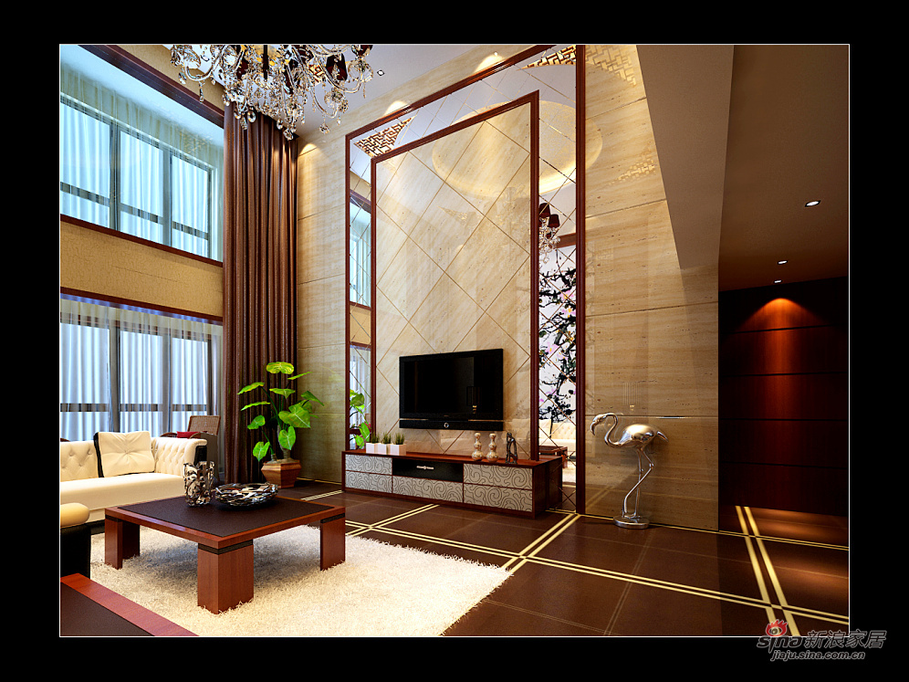 中式 复式 客厅图片来自用户1907696363在220平新中式古朴家园62的分享