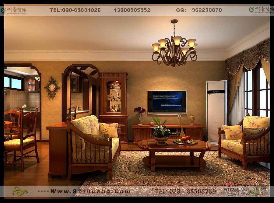美式 三居 客厅图片来自用户1907686233在白领130平美式乡村古典居54的分享