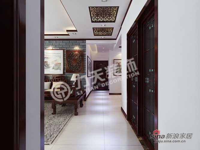 中式 三居 玄关图片来自阳光力天装饰在北宁湾-3室2厅2卫1厨-125㎡-中式风格36的分享
