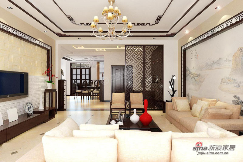 中式 三居 客厅 舒适图片来自用户1907659705在华侨城145平米-三室两厅-新中式风格55的分享