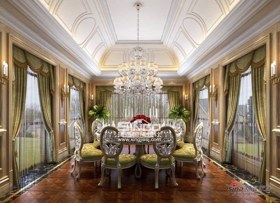 欧式 别墅 餐厅图片来自用户2746948411在星杰国际设计560万装修1100㎡ 法式风格11的分享