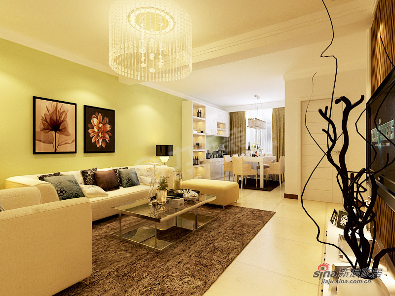 简约 二居 客厅图片来自阳光力天装饰在两室两厅现代简约美家60的分享