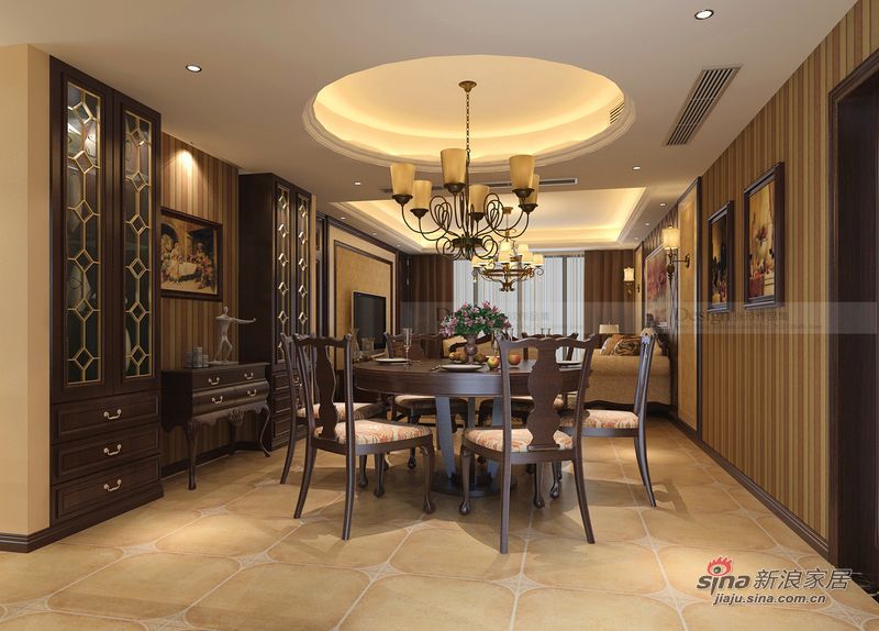 中式 三居 餐厅图片来自用户1907661335在130平庄重与优雅结合后现代中式风格53的分享