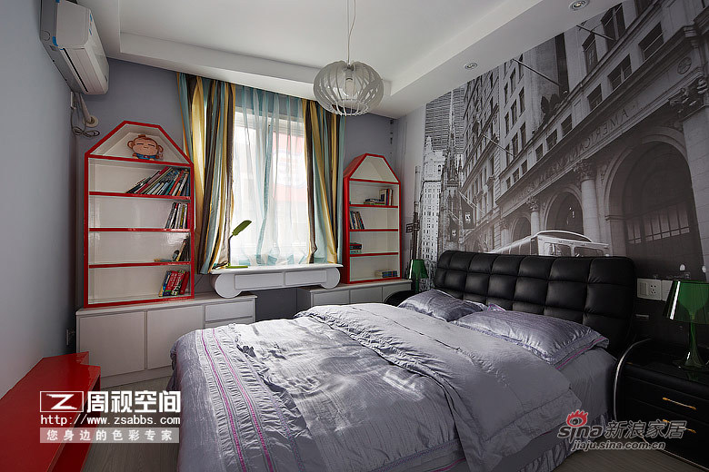 混搭 二居 卧室 文艺青年图片来自杭州周视空间设计机构在【多图】老房改80平惊艳玩味撞色98的分享
