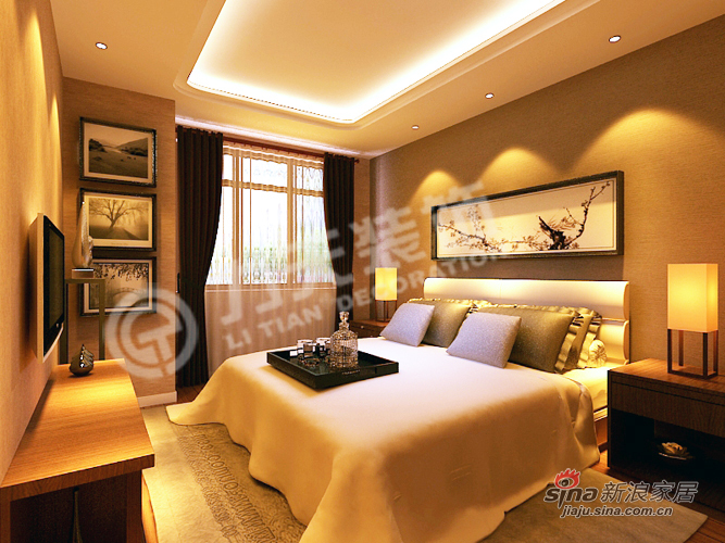 中式 三居 卧室图片来自阳光力天装饰在国耀上河城 三室两厅一厨两卫 119平米54的分享