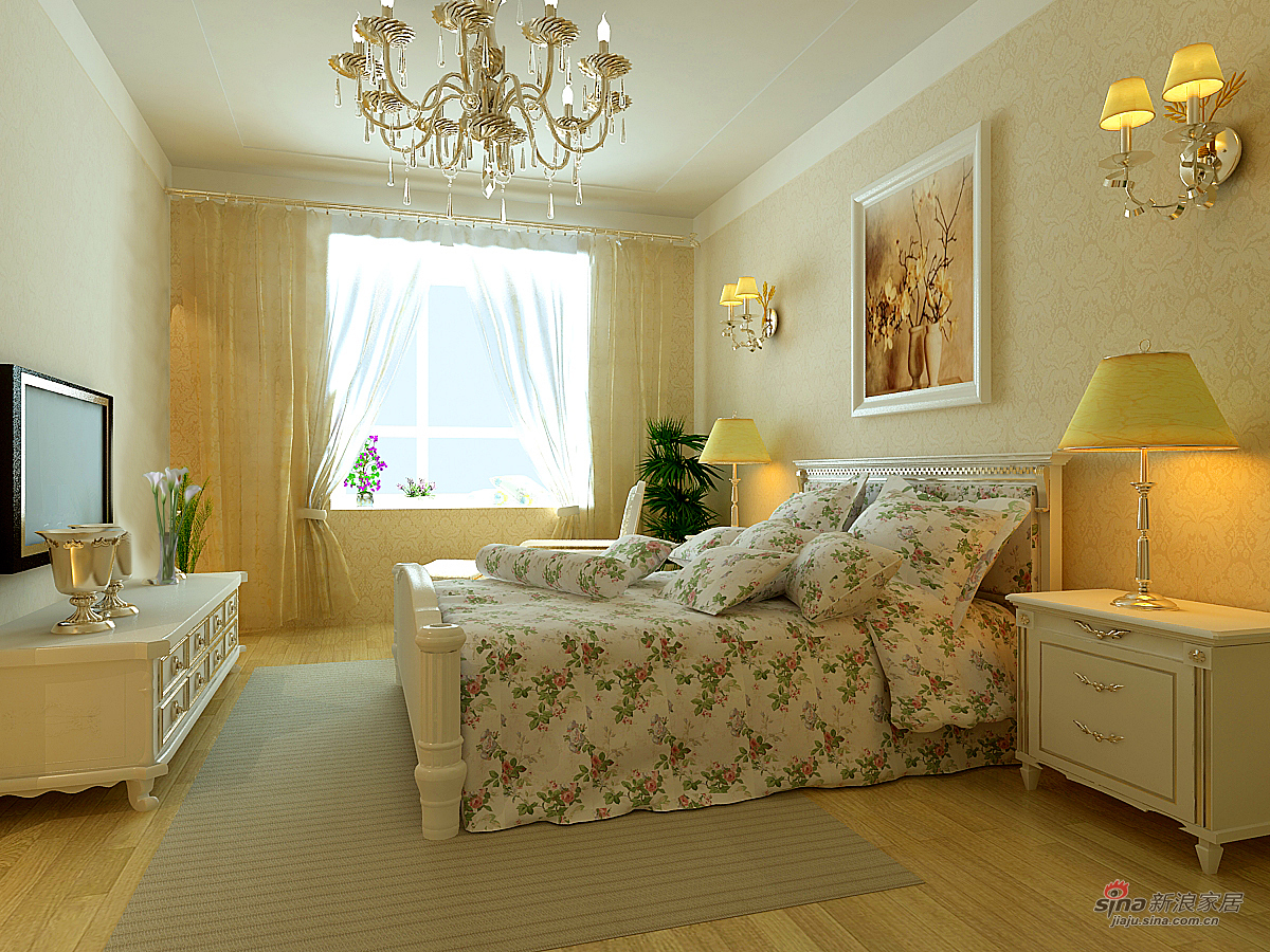 欧式 三居 卧室图片来自用户2745758987在理想城124平完美3居83的分享