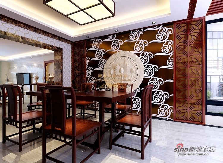 中式 四居 餐厅图片来自用户1907661335在半包8万打造206平米中式之家37的分享