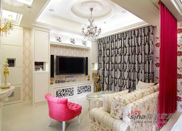 现代 一居 客厅图片来自佰辰生活装饰在49平粉红世界完美单身生活32的分享